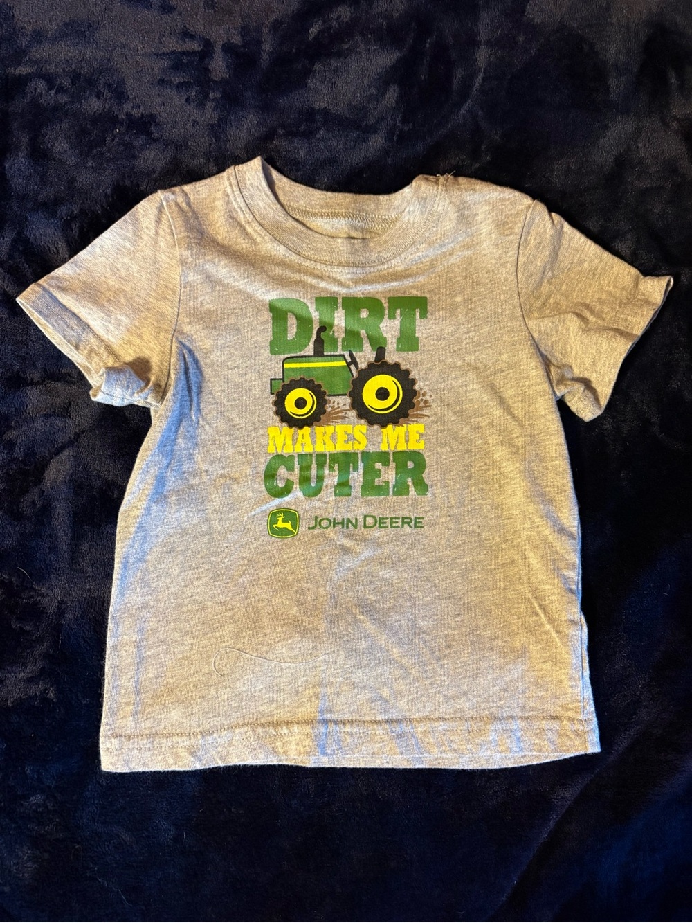 John Deere Gray Kids T-Shirt with Green & Yellow Tractor Graphic